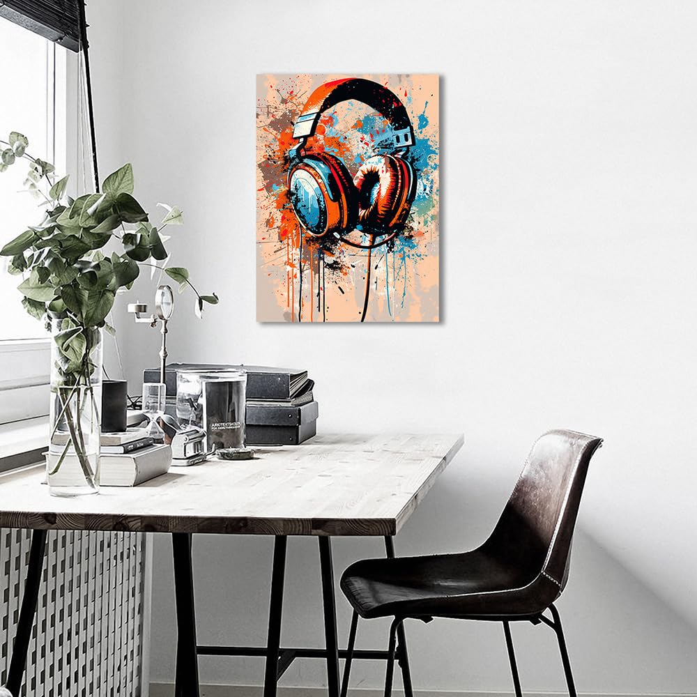 Amazon.com: Ypxzzj Graffiti Headphone Canvas Wall Art Poster